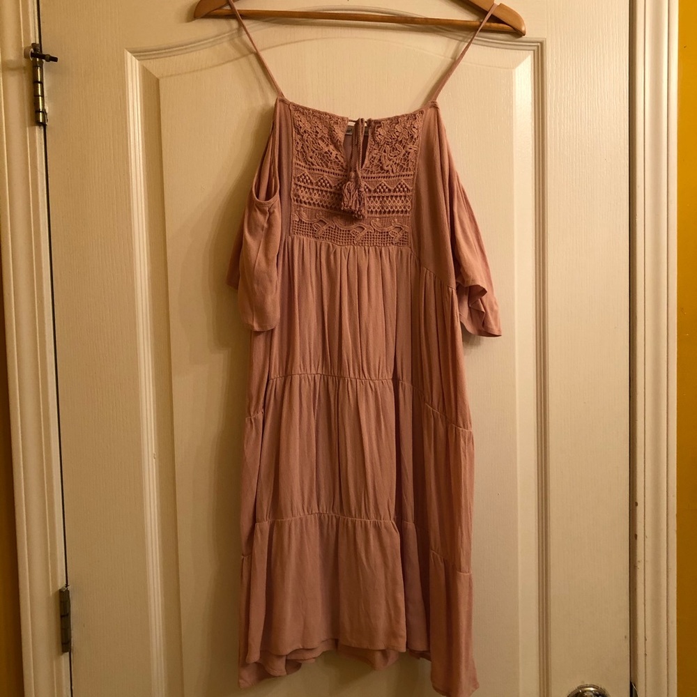 Dusty Pink Off-the-Shoulder Bohemian Dress